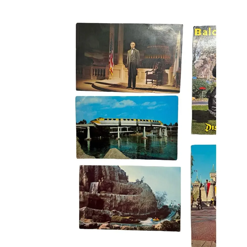 Vintage 1960s DISNEYLAND Postcard Lot of 8 Used Unused Mickey Scenery Rides